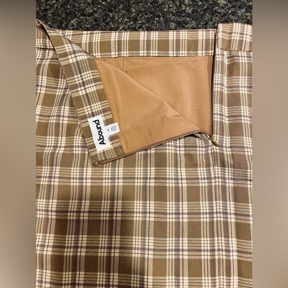 ☀️4X MULTI PLAID TAN BLUE Abound NWT Micro Mini Skirt School Academia Nordstrom - Picture 7 of 13
